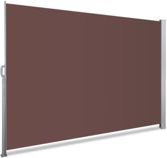 VOUNOT Seitenmarkise Ausziehbar für Balkon, Garten und Terrasse, Sichtschutz, Windschutz, Wasserdicht, Sonnenschutz, 140 x 300 cm, Dunkel-Braun