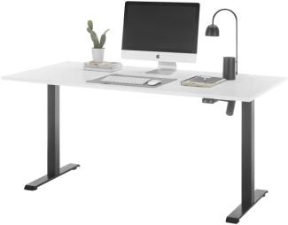 Schreibtisch TOM elektrisch höhenverstellbar Arbeitstisch Büro ca. 160 x 72-120 x 77 cm Weiß / Schwarz