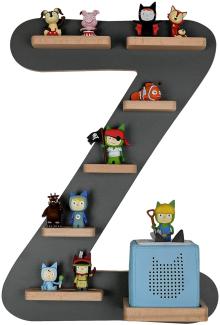 MR TEDDY BEAR Kinderregal Buchstabe Z | Holzregal für Toniebox und Tonies | Tonie-Regal hergestellt in der EU | Wandregal zum Spielen und Sammeln | Für Mädchen und Jungen | im Z Design in Anthrazit