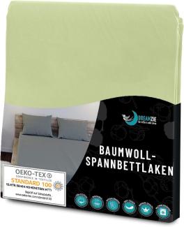 Dreamzie - Spannbettlaken 135x190cm - Baumwolle Oeko Tex Zertifiziert - Grün - 100% Jersey Spannbetttuch 135x190