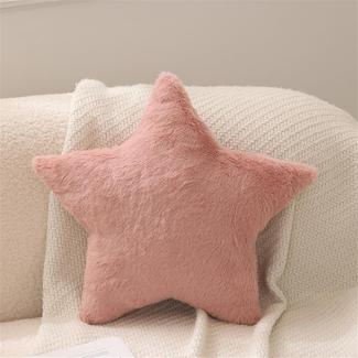 Kuschelkissen Kinder Sternkissen Weiche Flauschige Mond Wolken Sternform Zierkissen Sofakissen, Plüsch Kissen Dekokissen für Kinderzimmer Schlafzimmer Deko (Rosa Stern 38 cm)