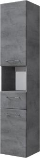 Pelipal Badezimmerschrank Quickset 945 in Oxid Dunkelgrau, 35 cm breit | Hochschrank mit 2 Türen, 1 Nische, 1 Schubkasten und 3 Einlegeböden
