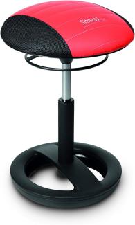 Topstar Sitness RS Bob, Sitzhocker, Arbeitshocker, Fitnesshocker mit Schwingeffekt, Stoff, rot / schwarz, 38,5 x 38,5 x 57,0 cm