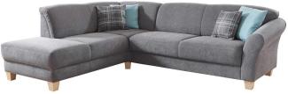CAVADORE Ecksofa Gootlaand / Große Couch im Landhaus-Stil / Mit Federkern-Polsterung / 257 x 84 x 212 / Grau