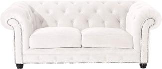 Orleans Sofa 2-Sitzer Microfaser Creme Buche Nussbaumfarben