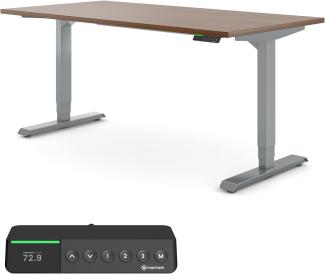 Desktopia Pro X - Elektrisch höhenverstellbarer Schreibtisch / Ergonomischer Tisch mit Memory-Funktion, 7 Jahre Garantie - (Nussbaum, 180x80 cm, Gestell Grau)