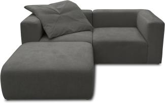 DOMO. collection Sofa, Couch, Modulsofa in L-Form, aus 3 Modulen, dunkelgrau, 216 x 193 cm
