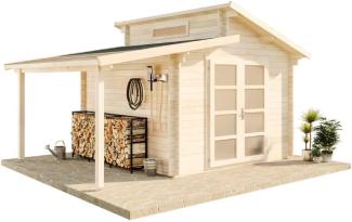 Alpholz Gartenhaus Aktiva mit Schleppdach Gartenhaus aus Holz Holzhaus mit 40 mm Wandstärke inklusive Schleppdach Blockbohlenhaus mit Montagematerial