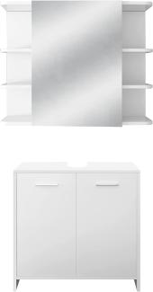 Badmöbel Set 2-Teilig modernen Stil Weiß aus Holz ML-Design