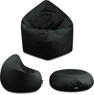 BuBiBag - 2in1 Sitzsack Bodenkissen - Outdoor Sitzsäcke Indoor Beanbag in 32 Farben und 3 Größen - Sitzkissen für Kinder und Erwachsene (145 cm Durchmesser, Schwarz)