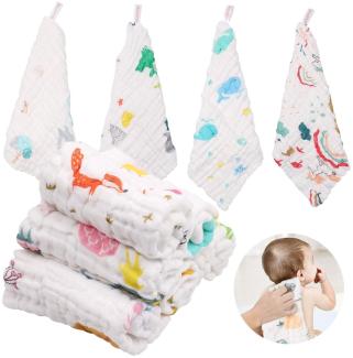ABirdon 10 Stück Baby Musselin Waschlappen, Bio-Baumwolle Weiche Baby Handtuch, Mehrzweck Baby Gesichtstüche für Jungen und Mädchen, 30x30 cm
