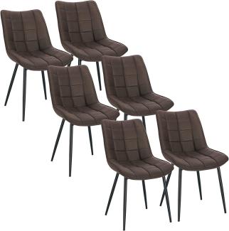 WOLTU 6 x Esszimmerstühle 6er Set Esszimmerstuhl Küchenstuhl Polsterstuhl Design Stuhl mit Rückenlehne, mit Sitzfläche aus Stoffbezug, Gestell aus Metall, Dunkelbraun, BH247dbr-6