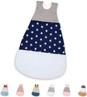 ULLENBOOM Sommerschlafsack Baby Blau Hellblau Grau (Made in EU) - Schlafsack Baby Sommer aus Baumwolle, bequemer Schlummersack für Babys und Neugeborene, Größe: 80 bis 86