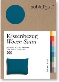 Schlafgut Woven Satin Bettwäsche|Kissenbezug einzeln 70x90 cm| petrol-deep