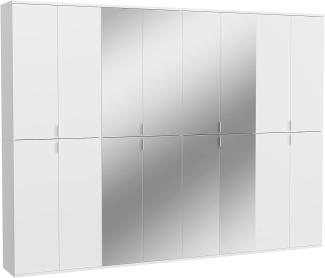 Garderobenschrank Projekt X groß | Kombination | weiß Hochglanz / Spiegeltüren | 4-teilig