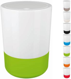 Spirella Design Kosmetikeimer "Moji" Bad Treteimer Schwingdeckeleimer Abfallbehälter mit Schwingdeckel 5 Liter mit Silikonboden Weiß/Grün