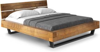 Möbel-Eins CURBY Balkenbett mit Holz-Kopfteil, Kufenfuß, Material Massivholz vintage 180 x 220 cm