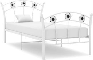 vidaXL Einzelbett mit Fußball-Design Weiß Metall 90x200 cm