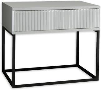 MARLE Nachttisch in Weiß - Moderner Nachtschrank mit Schublade und schwarzem Metallgestell - 60 x 52 x 38,5 cm (B/H/T)