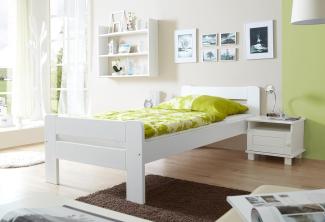 Ticaa Einzelbett Bert 100x200 Kiefer - weiss