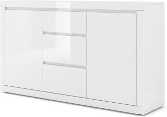 Domando Sideboard Numana M1 Modern Breite 150cm, Hochglanz, schicke Rahmenoptik, Soft-Close (Türen) in Weiß Matt und Weiß Hochglanz