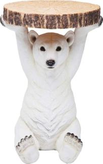 Kare Design Beistelltisch Animal Polar Bär, Ø37cm, kleiner, runder Couchtisch, Holzoptik, Tierfigur als ausgefallener Wohnzimmertisch, (H/B/T) 53x37x37cm