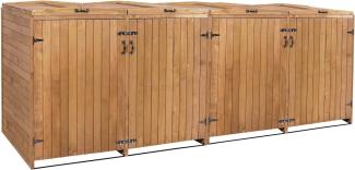 XL 4er-/8er-Mülltonnenverkleidung HWC-H74, Mülltonnenbox, erweiterbar 126x316x98cm Holz MVG ~ braun