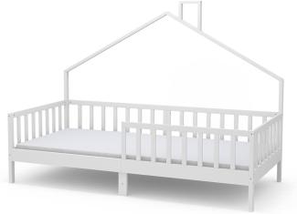 Vicco Hausbett Kinderbett Justus Weiß 90 x 200 cm mit Matratze modern
