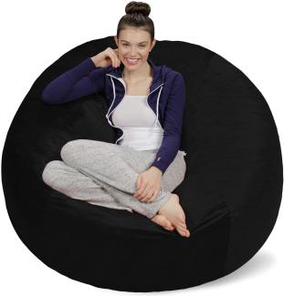Sofa Sack XXL-Das Neue Komforterlebnis -Sitzsack mit Memory Schaumstoff Füllung-Ideal zum Relaxen im Wohnzimmer oder Schlafzimmer -Samtig weicher Velour Bezug in Tiefschwarz