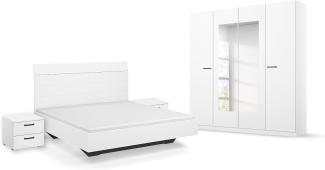 Rauch Möbel Florenz Schlafzimmer, Alpinweiß, bestehend aus Bett mit Liegefläche 160x200 cm inklusive 2 Nachttische und Drehtürenschrank mit Spiegel BxHxT 181x210x54 cm