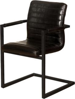 SAM® Esszimmerstuhl Kunstleder schwarz Parzivo, Stuhl mit Armlehnen, Schwingstuhl mit Eisen-Fuß