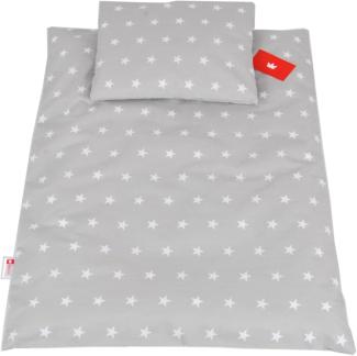 BABYLUX 2 tlg. Set Bezug für Kinderwagen Stubenwagen oder Wiege Garnitur Bettwäsche Kissen Decke 60 x 78 cm (91. Sterne Grau)