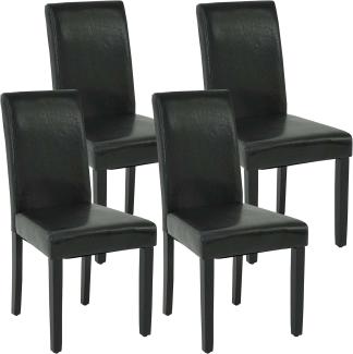 4er-Set Esszimmerstuhl HWC-J99, Küchenstuhl Stuhl Polsterstuhl, Holz Kunstleder ~ schwarz, schwarze Beine