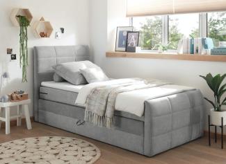 Boxspringbett mit Bettkasten 'KUBA' Grau 120 x 200 cm