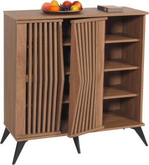 Kommode HWC-M45, Schrank Sideboard Anrichte Highboard, 3D-Design Staufächer 95x90x44cm, braun