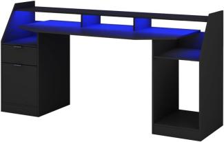 Vicco Gamingtisch Sonic 179,8 x 65,5 Schwarz mit LED, Computertisch