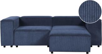 2-Sitzer Sofa Cord dunkelblau mit Ottomane APRICA
