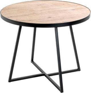 HAKU Möbel Beistelltisch, MDF, schwarz-eiche, Ø 60 x H 48 cm