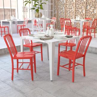 Flash Furniture Stuhl für Innen und Außenbereich, Legierter Stahl Kunststoff, rot, 50. 8 x 39. 37 x 84. 46 cm