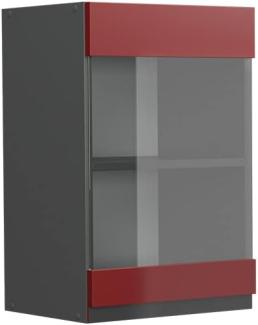 Vicco Glashängeschrank Küchenschrank Küchenmöbel R-Line J-Shape 40 cm modern (Anthrazit-Rot)