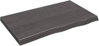 vidaXL Tischplatte Dunkelgrau 100x60x6 cm Massivholz Eiche Behandelt