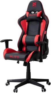 ELITE Gaming Stuhl MG200 Destiny - Ergonomischer Bürostuhl - Schreibtischstuhl - Chefsessel - Sessel - Racing Gaming-Stuhl - Gamingstuhl - Drehstuhl - Chair - Kunstleder Sportsitz (Schwarz/Rot)