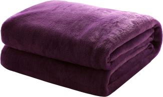 Mixibaby Kuscheldecke Flauschige extra weich & warm Wohndecke Flanell Fleecedecke, Falten beständig/Anti-verfärben als Sofadecke oder Bettüberwurf, Größe:130 cm x 150 cm, Farbe:Violett