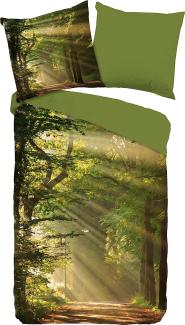 good morning Renforcé Bettwäsche 2 teilig Bettbezug 155 x 220 cm Kopfkissenbezug 80 x 80 cm Woods 2680. 44. 12 Green