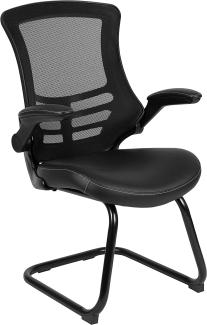 Flash Furniture Seitenstühle aus Netzstoff, Schaumstoff, Schwarzes Ledersoft