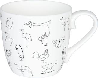 Könitz Picasso Animaux Becher, Kaffeebecher, Kaffeetasse, Kaffee Tasse, Teetasse, Porzellan, Weiß / Schwarz, 425 ml, 11 2 057 0104