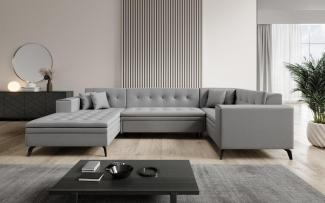 Designer Sofa Neola mit Schlaffunktion Stoff Grau Links