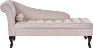 Chaiselongue Samtstoff hellbeige mit Bettkasten linksseitig PESSAC