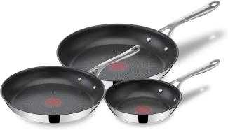 Jamie Oliver by Tefal Cook's Direct On Pfannen-Set 20/24/28 cm, Antihaft, Induktion, Backofenfest, Edelstahl, Genieteter Griff, E304S344