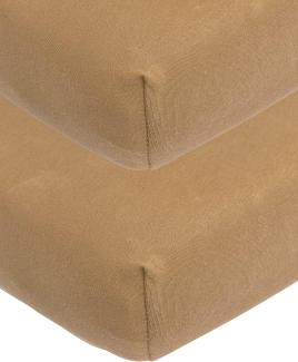 Meyco Baby Uni Spannbettlaken 2er Pack für das Kinderbett (Bettlaken mit weicher Jersey-Qualität, aus 100% Baumwolle, perfekte Passform durch Rundum-Gummizug, Maße: 70 x 140 cm), Toffee